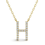 PENELOPE diamond initial pendant, letter H, yellow gold