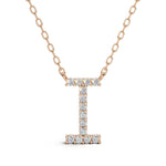 PENELOPE diamond initial pendant, letter I, rose gold