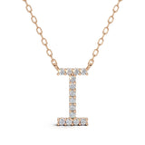 PENELOPE diamond initial pendant, letter I, rose gold