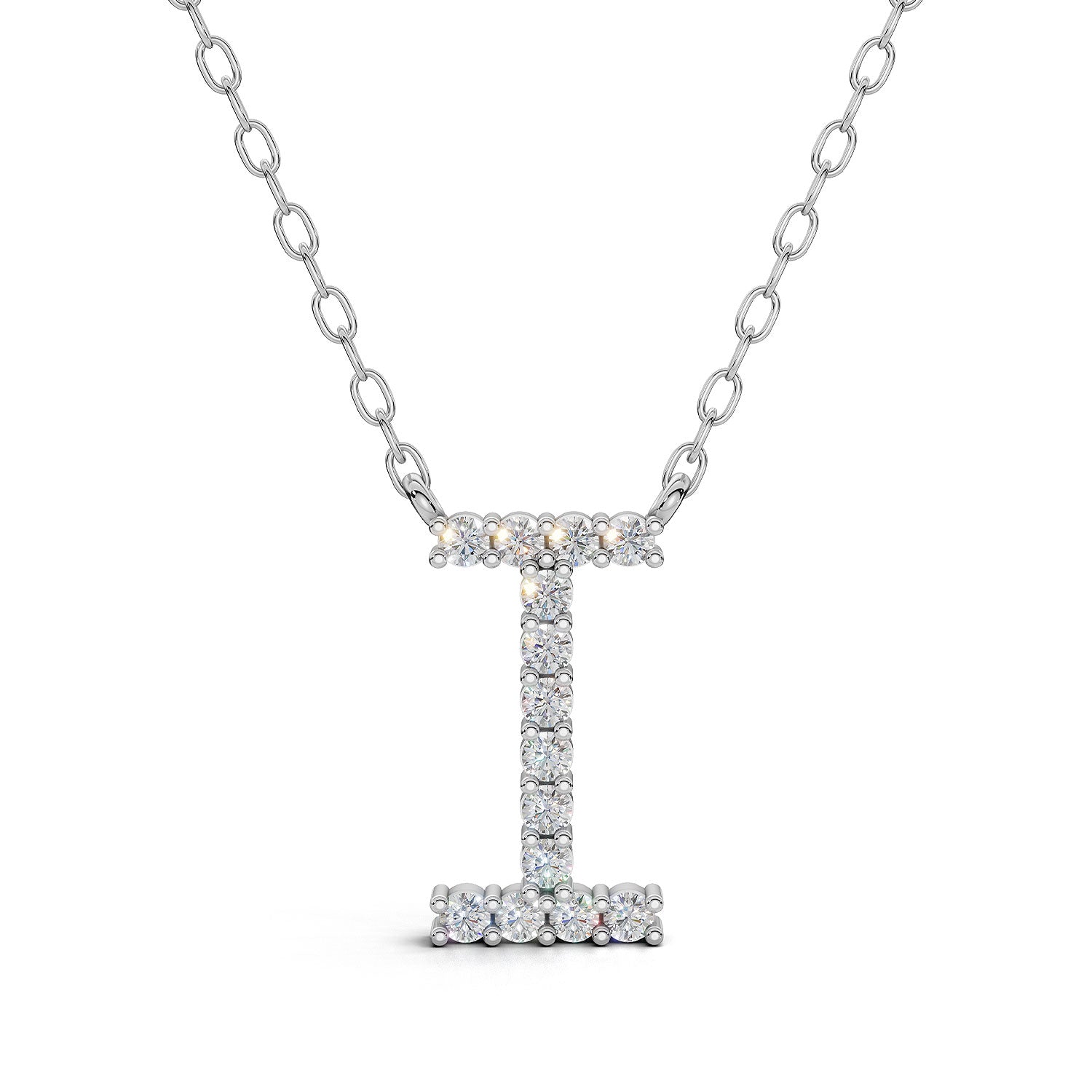 PENELOPE diamond initial pendant, letter I, white gold
