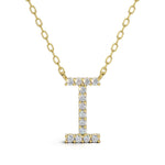 PENELOPE diamond initial pendant, letter I, yellow gold