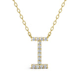 PENELOPE diamond initial pendant, letter I, yellow gold