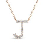 PENELOPE diamond initial pendant, letter J, rose gold