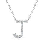 PENELOPE diamond initial pendant, letter J, white gold