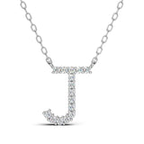 PENELOPE diamond initial pendant, letter J, white gold