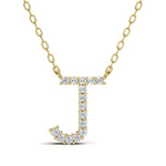 PENELOPE diamond initial pendant, letter J, yellow gold