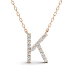 PENELOPE diamond initial pendant, letter K, rose gold