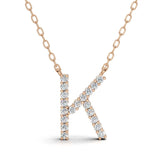 PENELOPE diamond initial pendant, letter K, rose gold