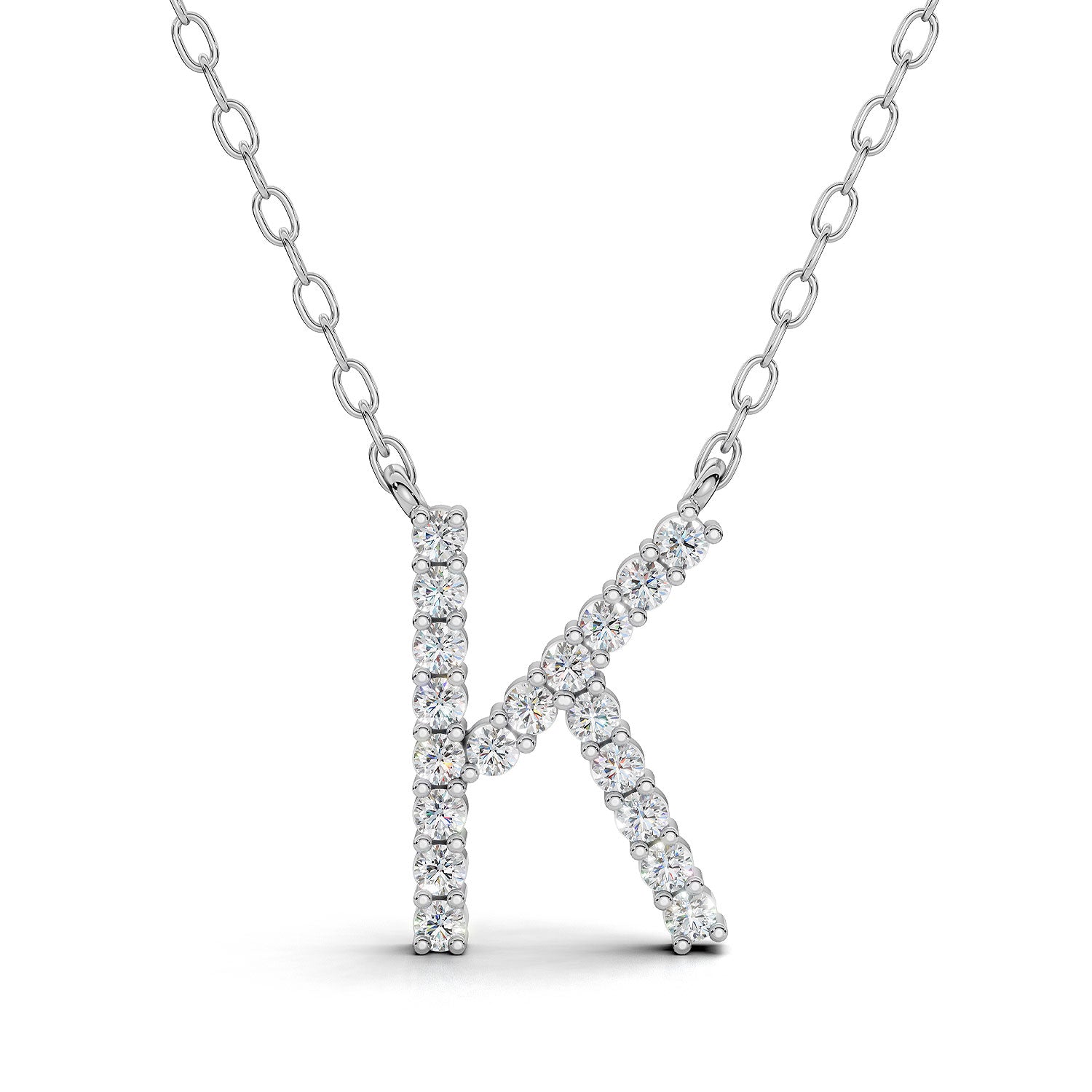PENELOPE diamond initial pendant, letter K, white gold