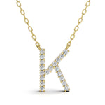 PENELOPE diamond initial pendant, letter K, yellow gold