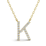PENELOPE diamond initial pendant, letter K, yellow gold