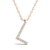 PENELOPE diamond initial pendant, letter L, rose gold