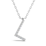 PENELOPE diamond initial pendant, letter L, white gold