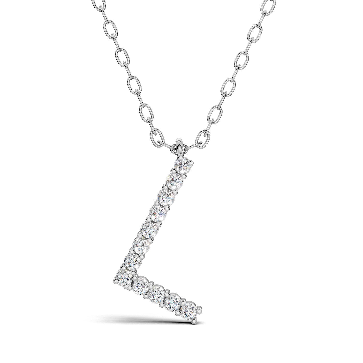 PENELOPE diamond initial pendant, letter L, white gold
