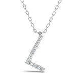 PENELOPE diamond initial pendant, letter L, white gold