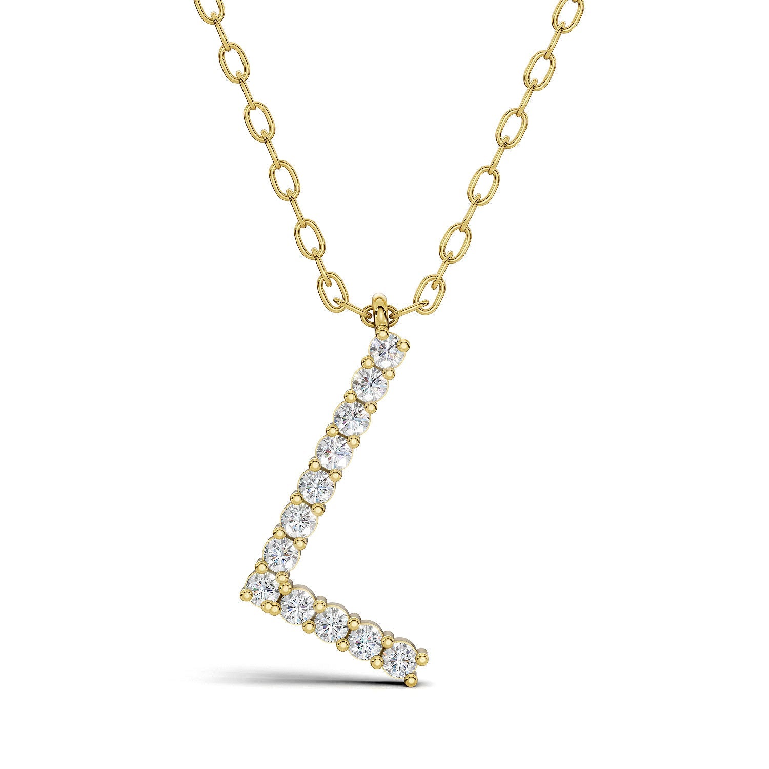 PENELOPE diamond initial pendant, letter L, yellow gold