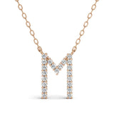 PENELOPE diamond initial pendant, letter M, rose gold