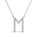 PENELOPE diamond initial pendant, letter M, white gold