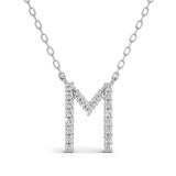 PENELOPE diamond initial pendant, letter M, white gold