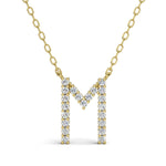 PENELOPE diamond initial pendant, letter M, yellow gold