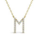 PENELOPE diamond initial pendant, letter M, yellow gold