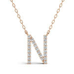 PENELOPE diamond initial pendant, letter N, rose gold