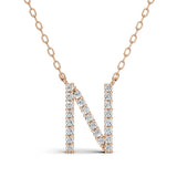 PENELOPE diamond initial pendant, letter N, rose gold