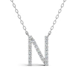 PENELOPE diamond initial pendant, letter N, white gold