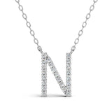 PENELOPE diamond initial pendant, letter N, white gold