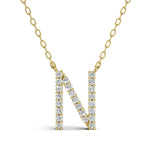 PENELOPE diamond initial pendant, letter N, yellow gold