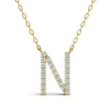 PENELOPE diamond initial pendant, letter N, yellow gold