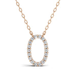 PENELOPE diamond initial pendant, letter O, rose gold