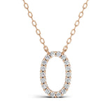 PENELOPE diamond initial pendant, letter O, rose gold