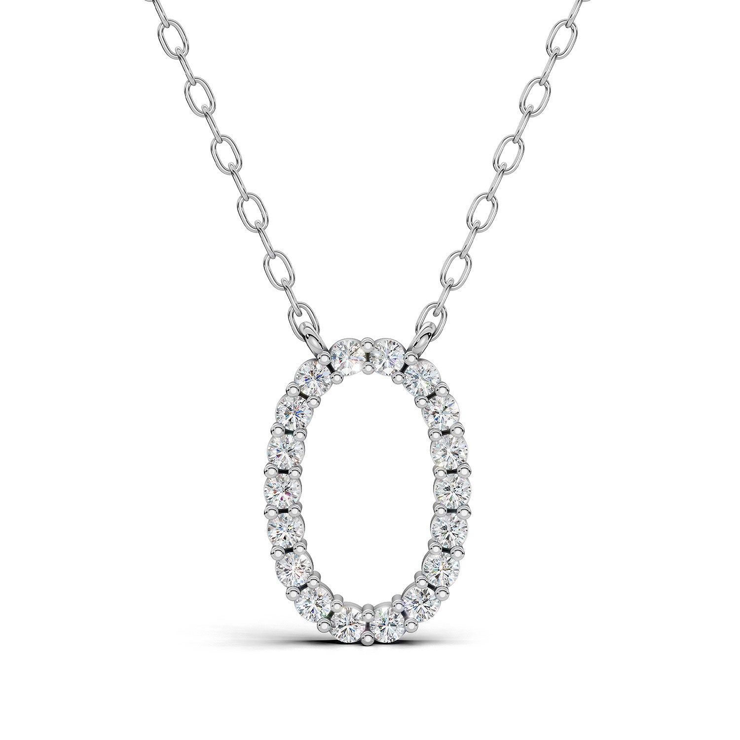 PENELOPE diamond initial pendant, letter O, white gold
