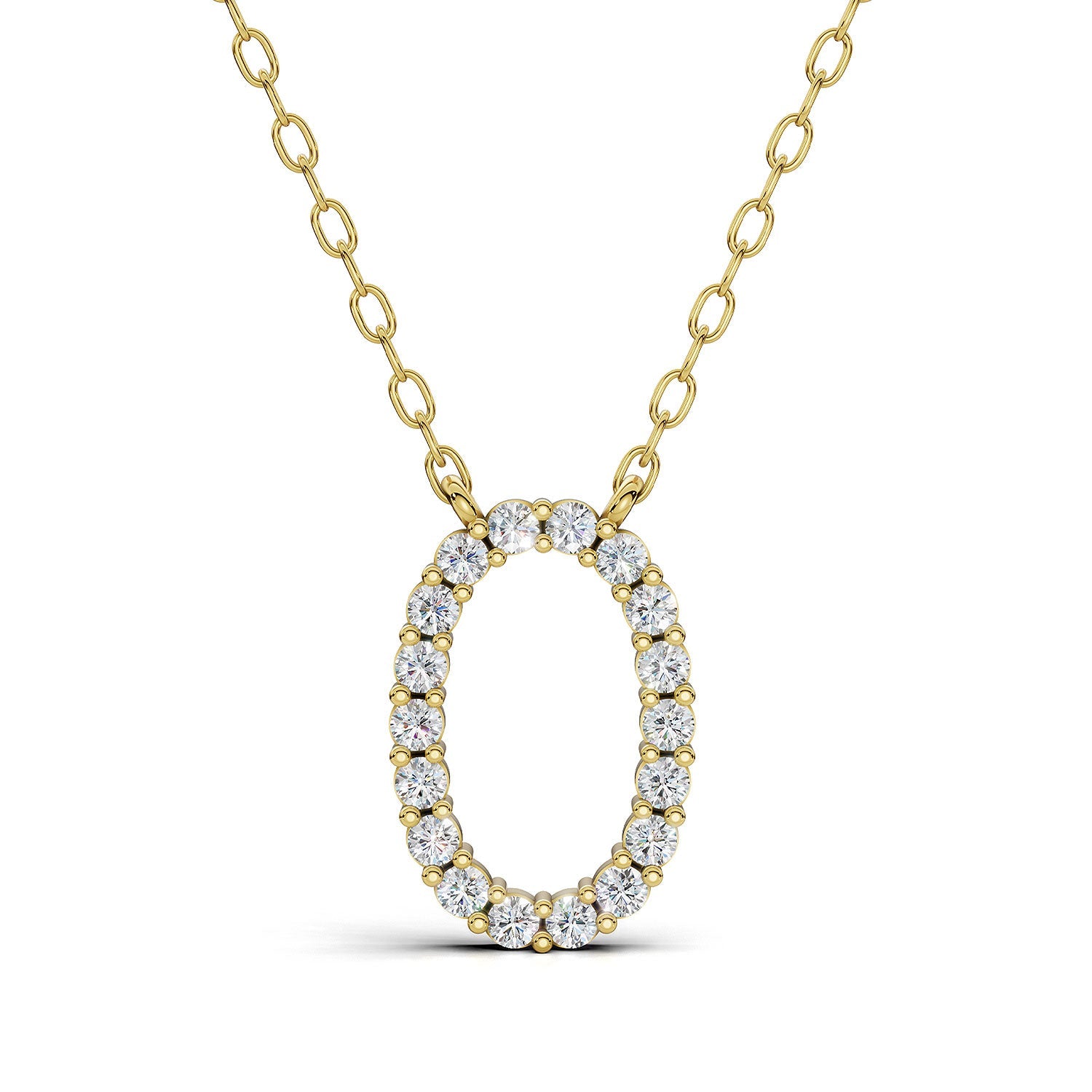 PENELOPE diamond initial pendant, letter O, yellow gold
