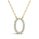 PENELOPE diamond initial pendant, letter O, yellow gold