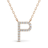 PENELOPE diamond initial pendant, letter P, rose gold