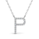 PENELOPE diamond initial pendant, letter P, white gold
