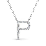 PENELOPE diamond initial pendant, letter P, white gold