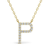 PENELOPE diamond initial pendant, letter P, yellow gold
