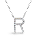 PENELOPE diamond initial pendant, letter R, white gold