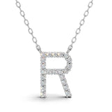 PENELOPE diamond initial pendant, letter R, white gold