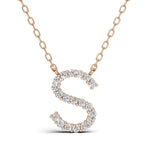 PENELOPE diamond initial pendant, letter S, rose gold