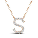 PENELOPE diamond initial pendant, letter S, rose gold