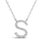 PENELOPE diamond initial pendant, letter S, white gold