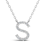 PENELOPE diamond initial pendant, letter S, white gold