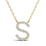 PENELOPE diamond initial pendant, letter S, yellow gold