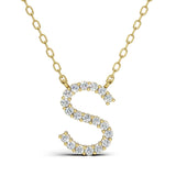 PENELOPE diamond initial pendant, letter S, yellow gold