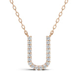 PENELOPE diamond initial pendant, letter U, rose gold