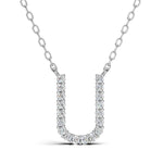 PENELOPE diamond initial pendant, letter U, white gold